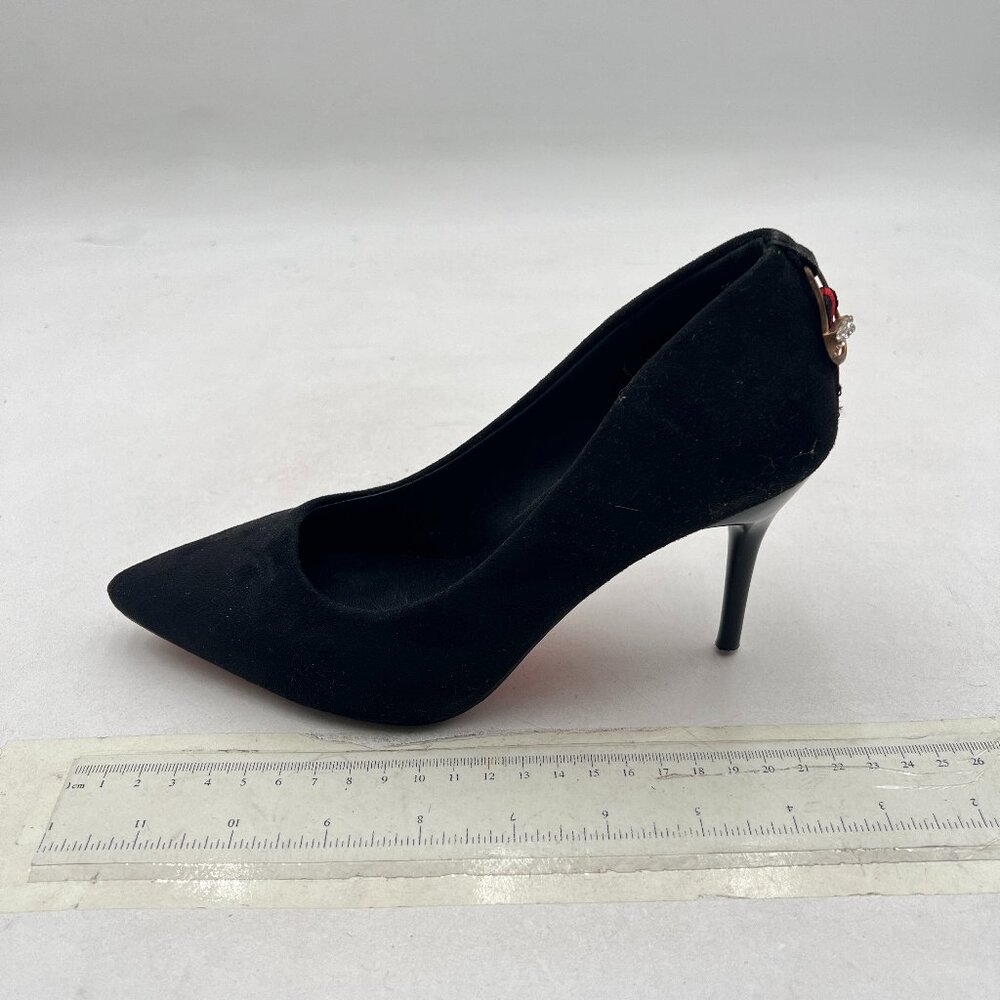 Black Women's High Heeled Pumps Pointed Toe Shoes for Office Lady Soft Suede